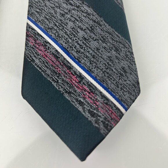 Christian Dior Monsieur VTG Diagonal Striped Gray Blue Red Tie - Picture 4 of 14